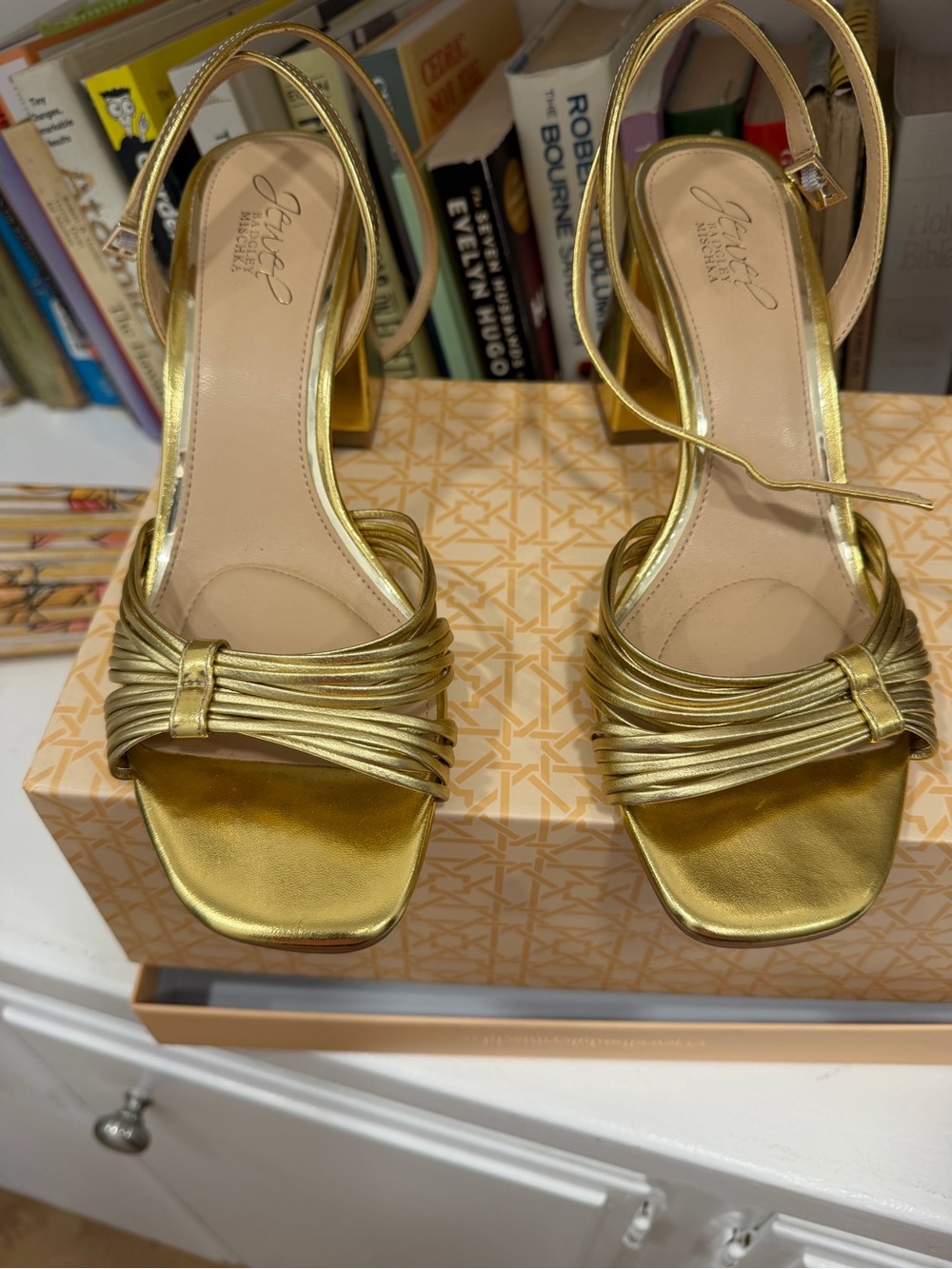 Michele Gold Strappy Knot Sandals - Women's Dress Heels